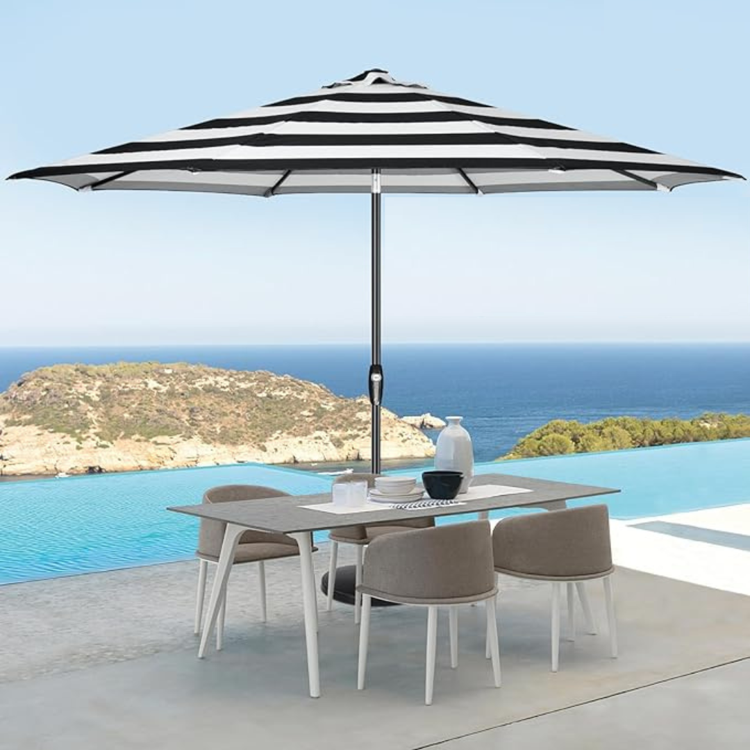 Auto-Tilt Patio Umbrella with Crank and Fade-Resistant Canopy