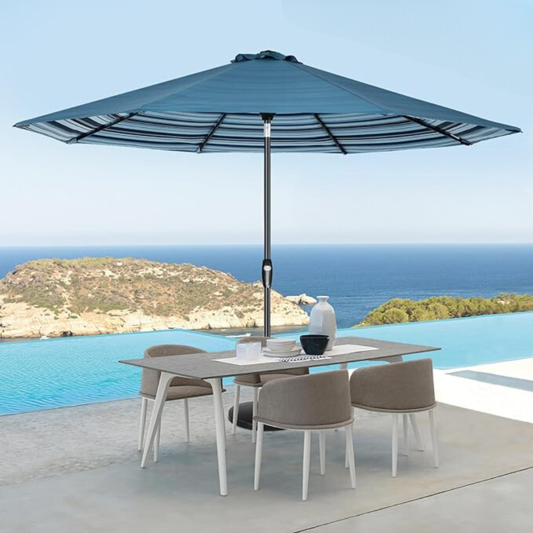 Auto-Tilt Patio Umbrella with Crank and Fade-Resistant Canopy