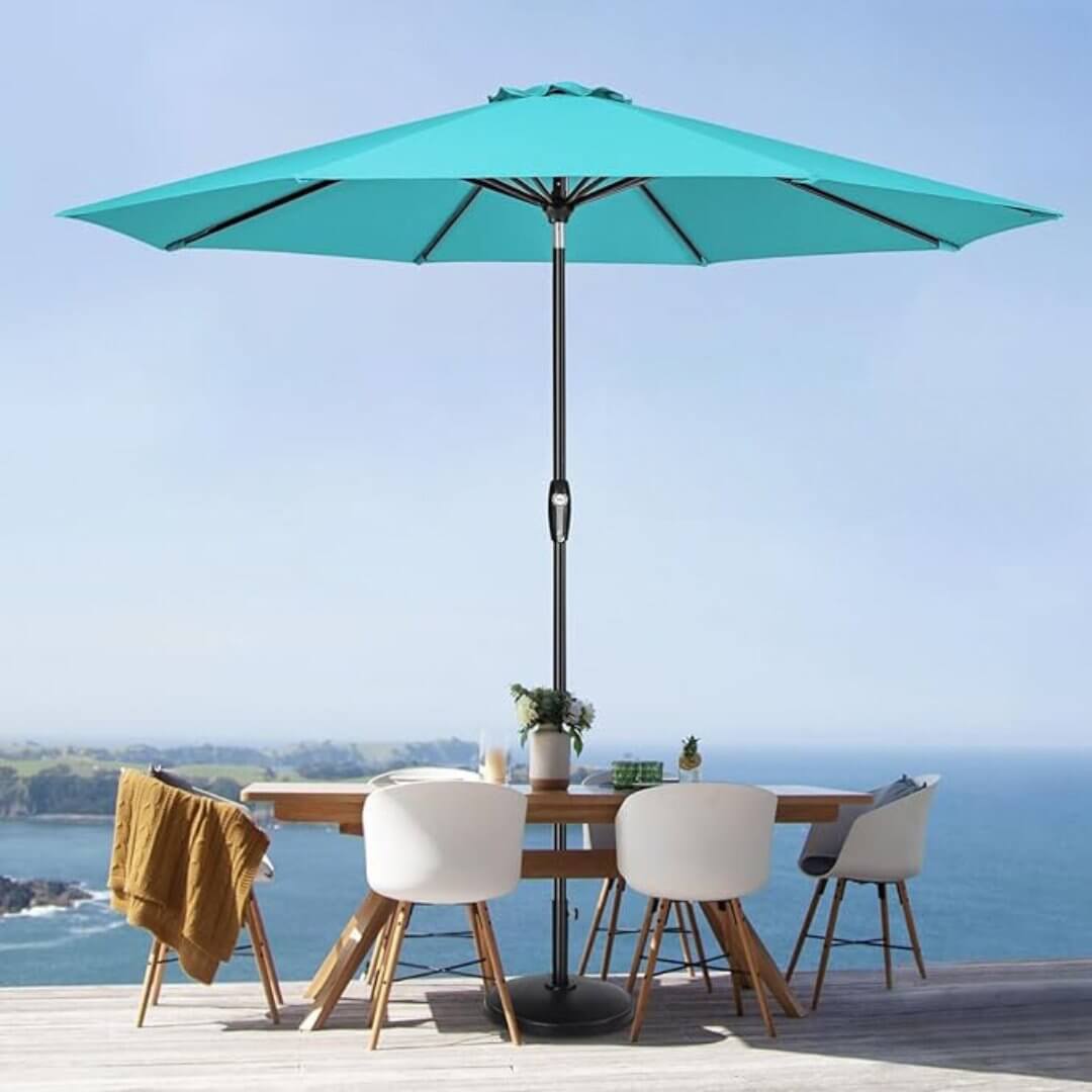 Auto - Tilt Patio Umbrella with Crank and Fade - Resistant Canopy