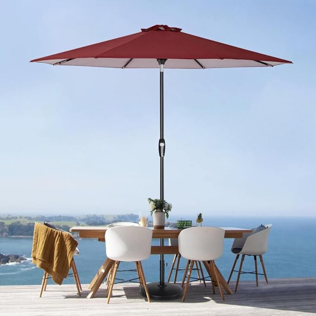 Auto - Tilt Patio Umbrella with Crank and Fade - Resistant Canopy