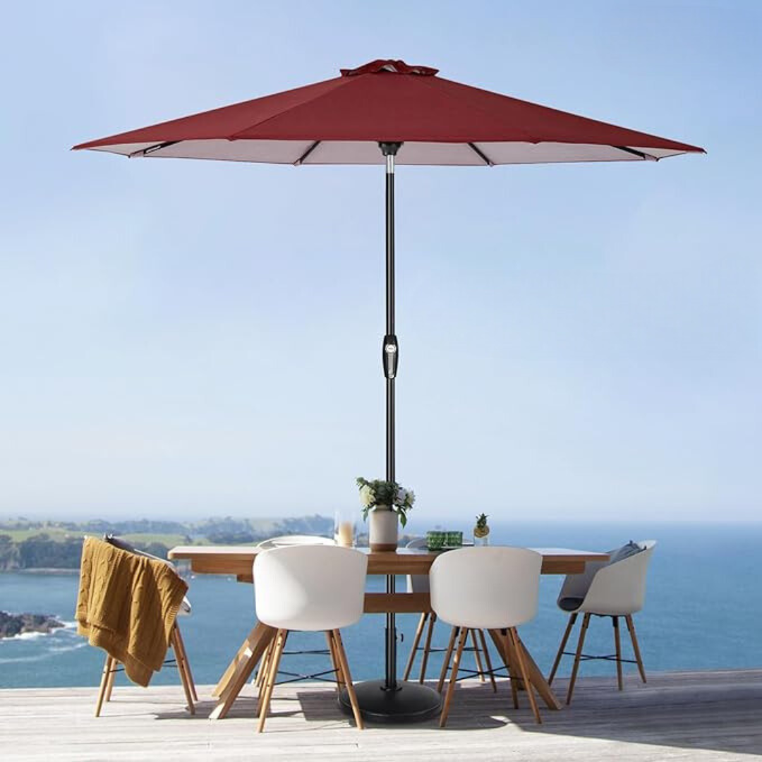 Auto-Tilt Patio Umbrella with Crank and Fade-Resistant Canopy