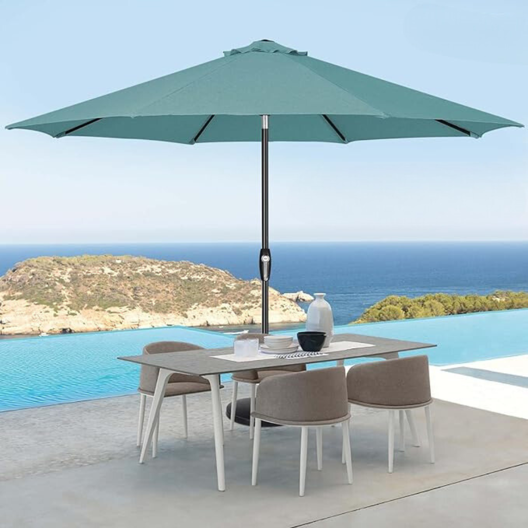 Auto-Tilt Patio Umbrella with Crank and Fade-Resistant Canopy