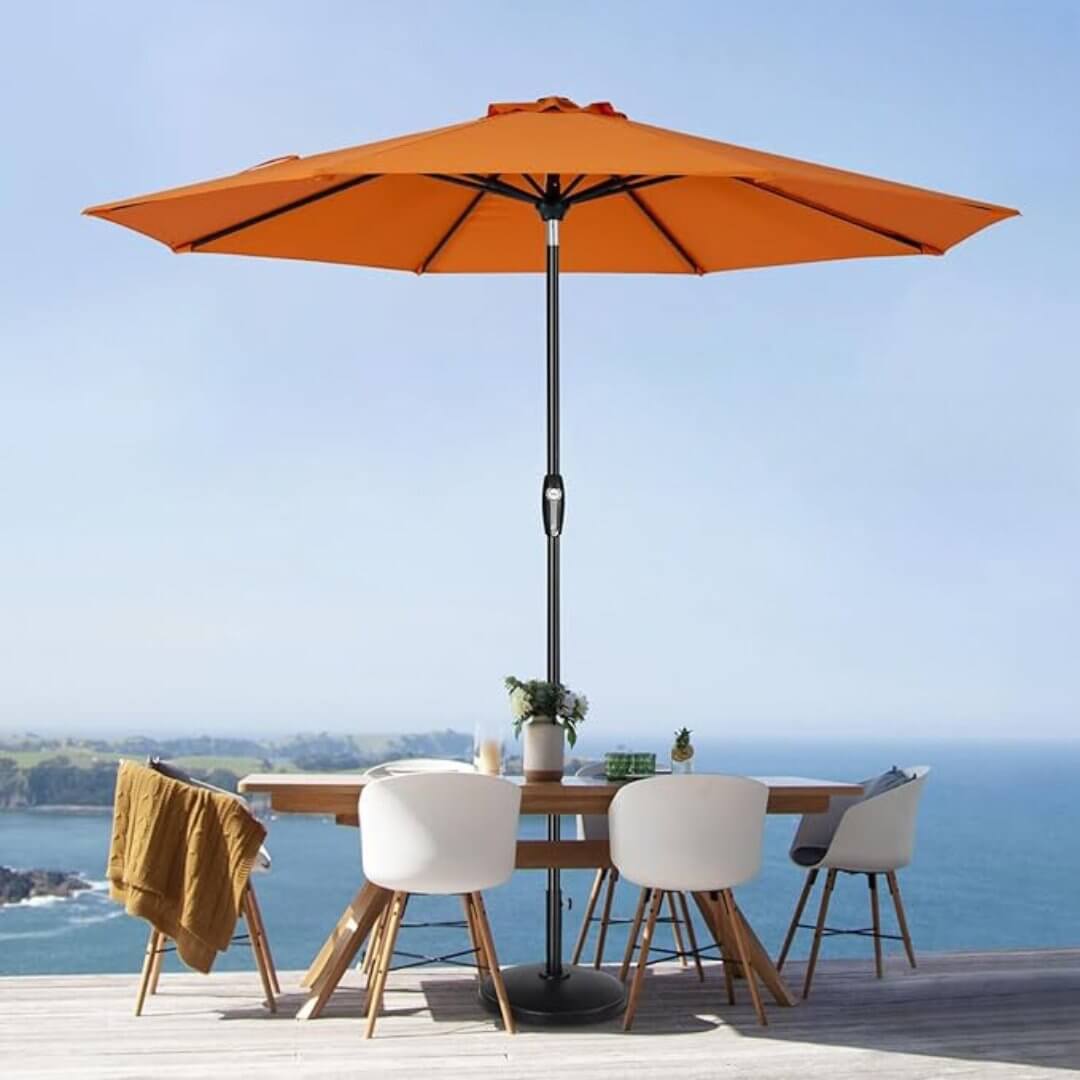 Auto - Tilt Patio Umbrella with Crank and Fade - Resistant Canopy