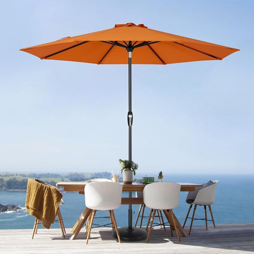 Auto-Tilt Patio Umbrella with Crank and Fade-Resistant Canopy