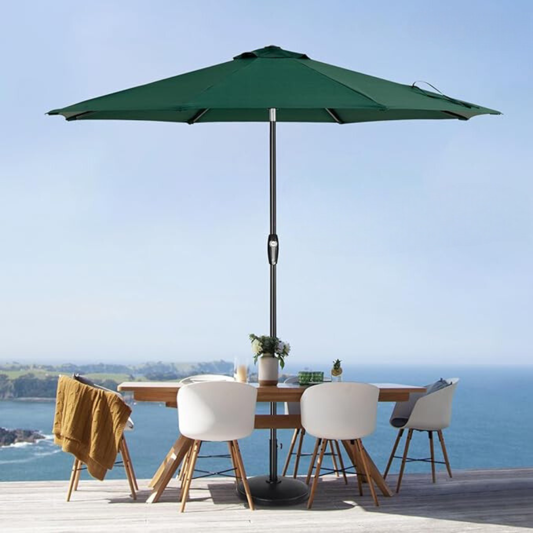 Auto-Tilt Patio Umbrella with Crank and Fade-Resistant Canopy