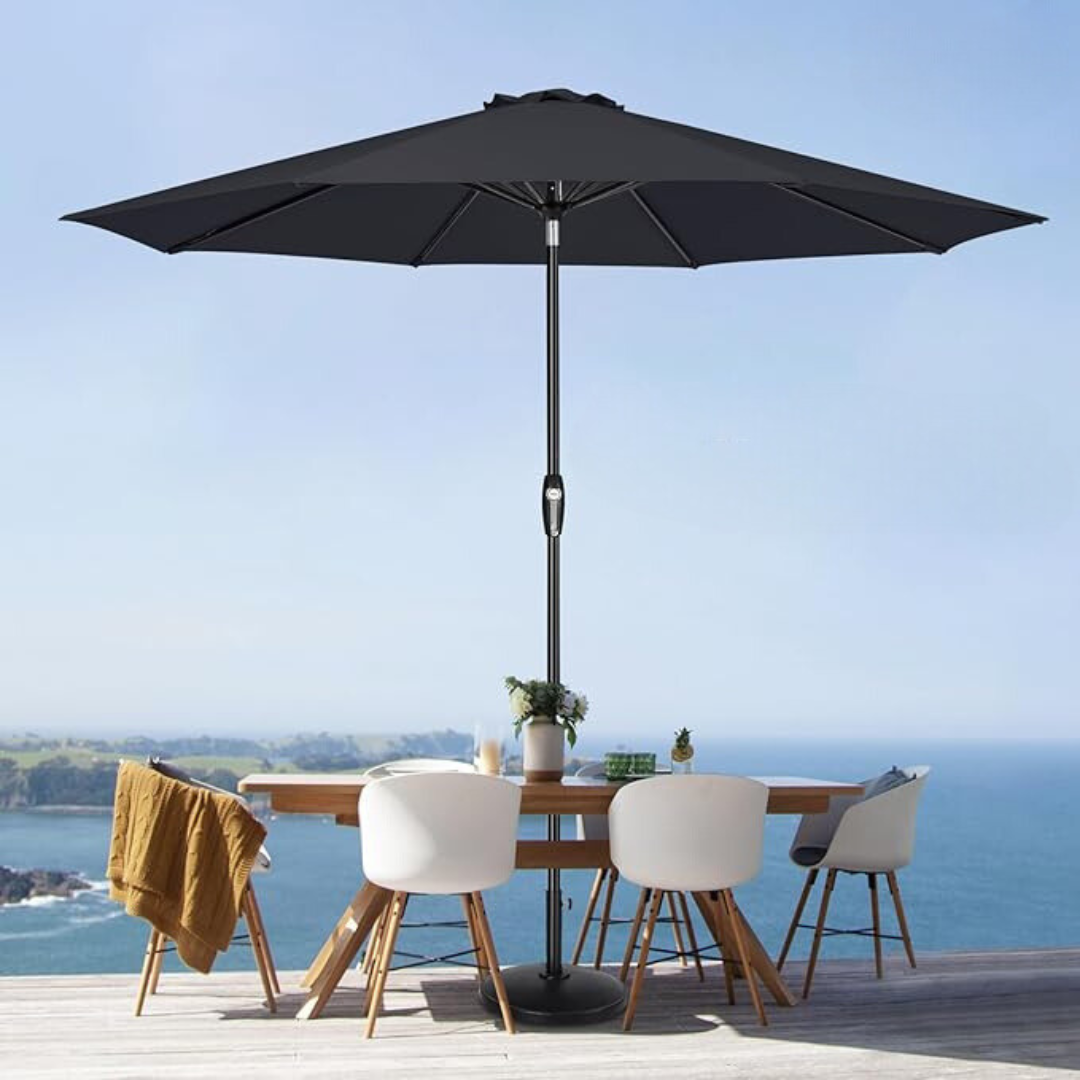 Auto-Tilt Patio Umbrella with Crank and Fade-Resistant Canopy