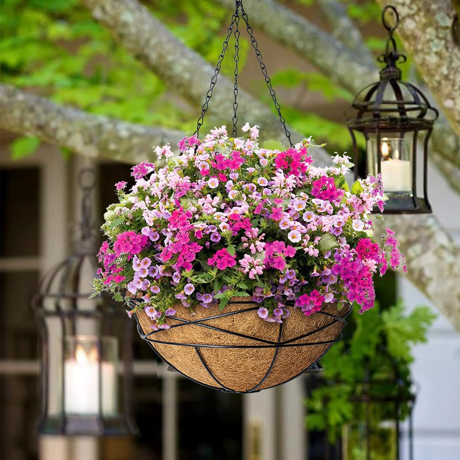 4 Pack 12" Metal Hanging Planters