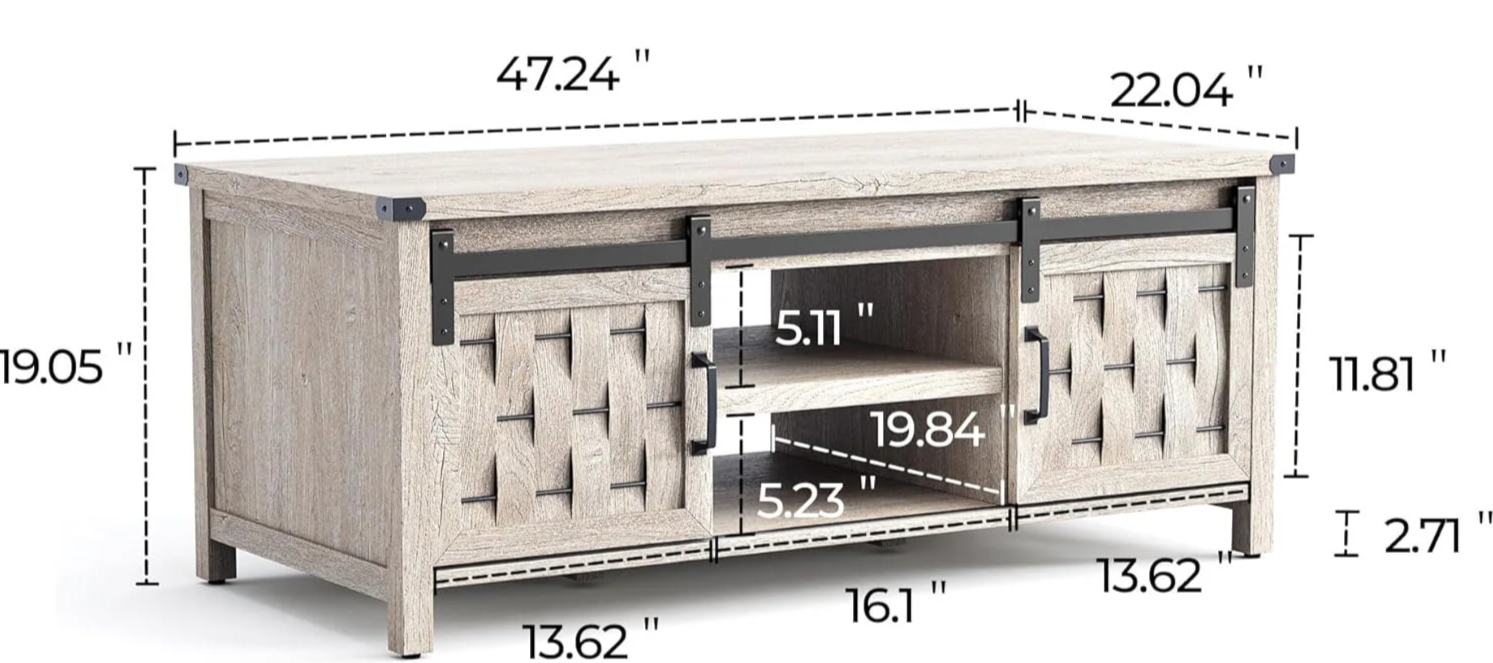 Spacious Storage Coffee Table with Rustic Charm