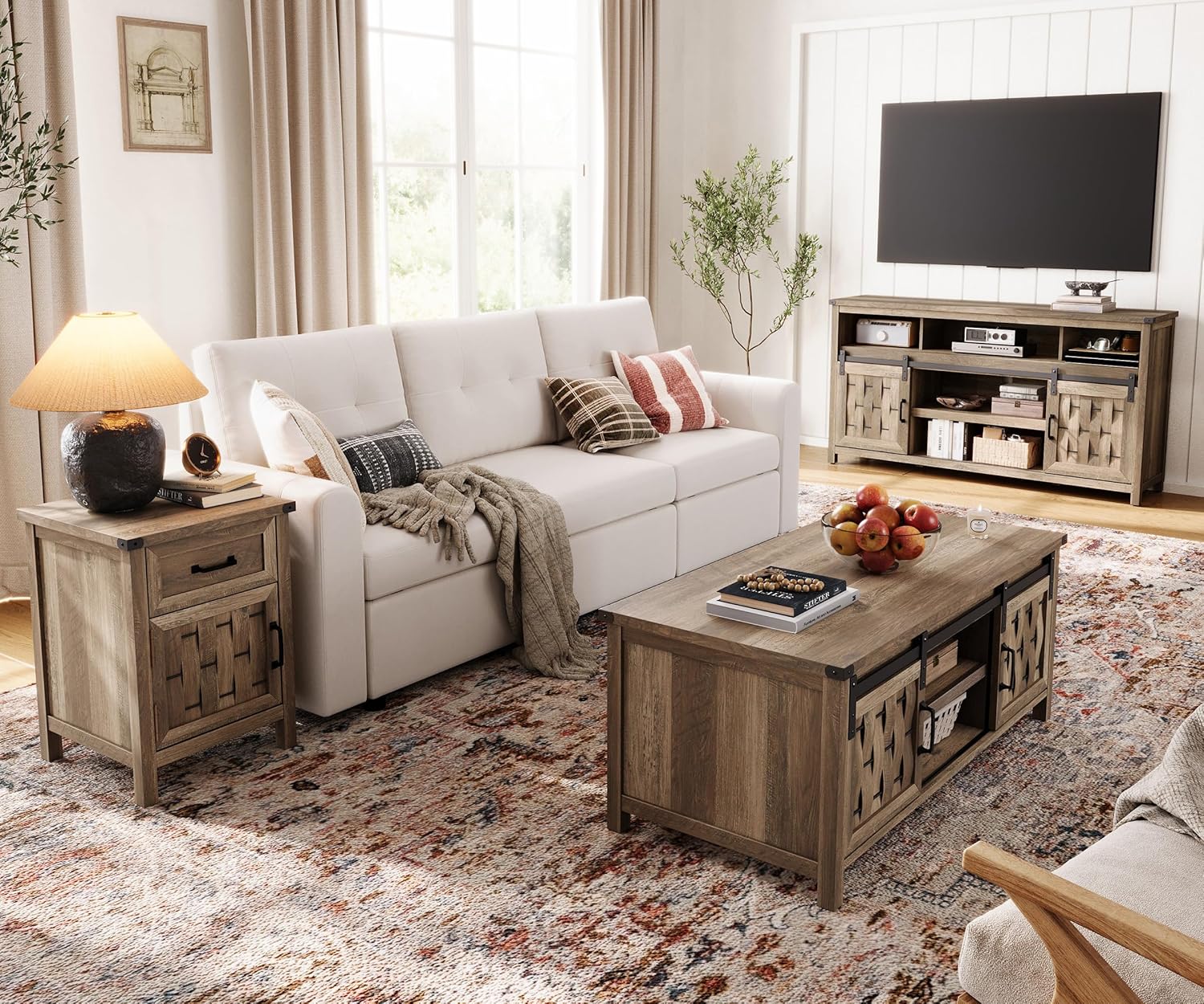 Spacious Storage Coffee Table with Rustic Charm