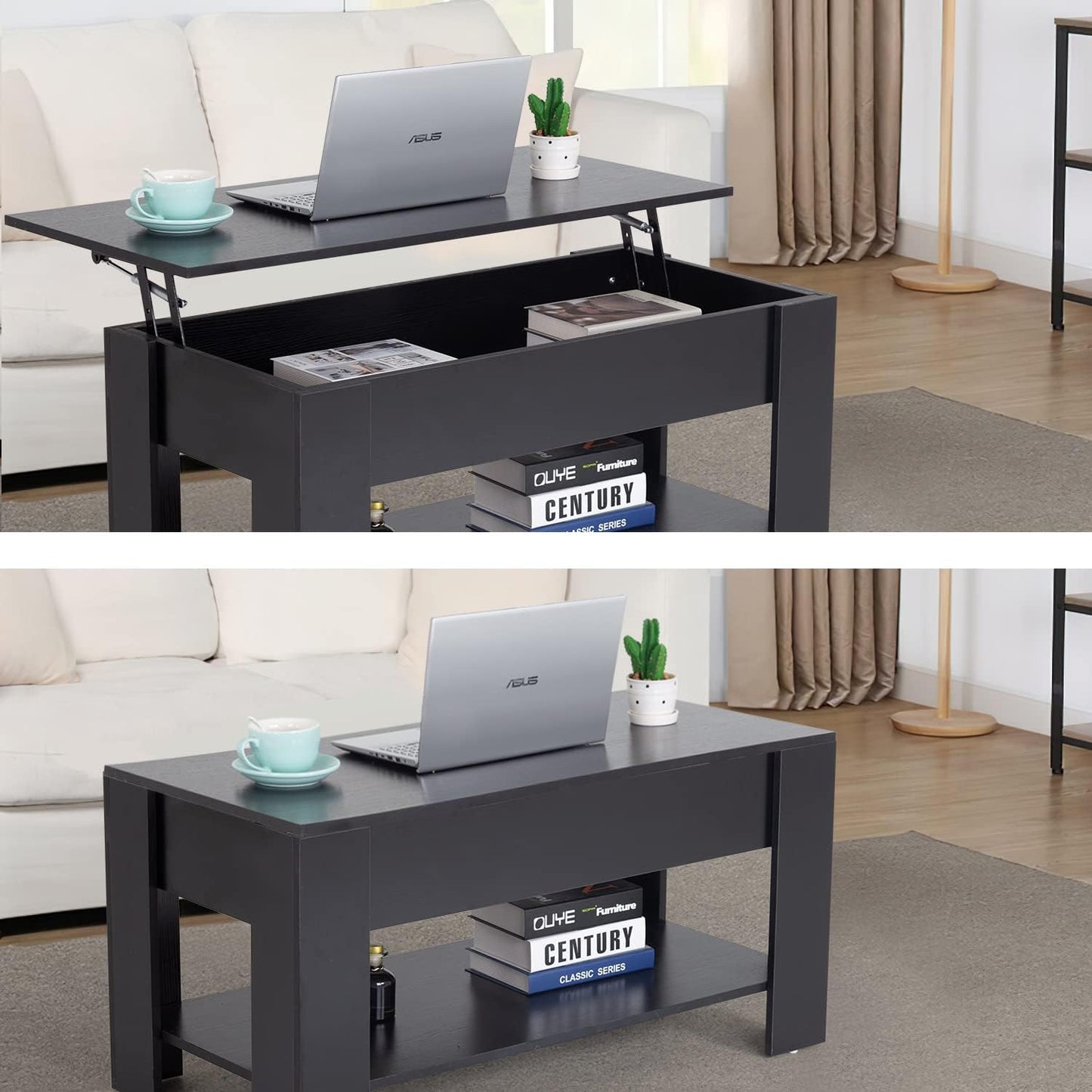 Lift-Top Coffee Table with Hidden Compartment and Storage