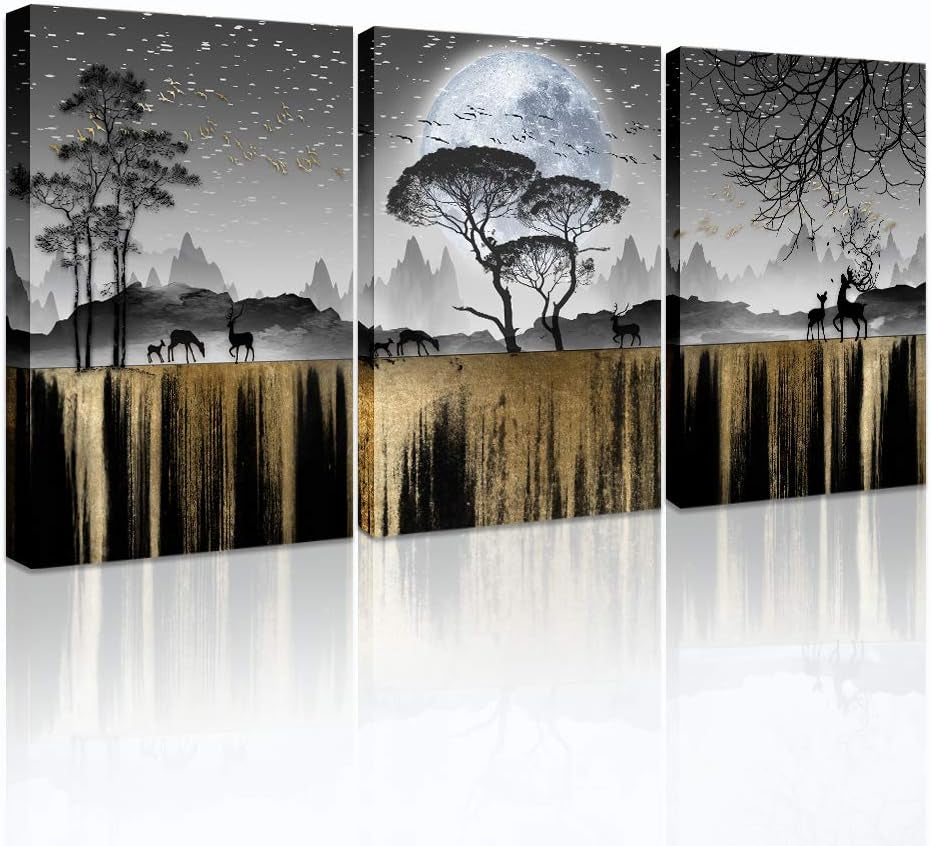 3-Piece Abstract Mountain Ink Painting Wall Art