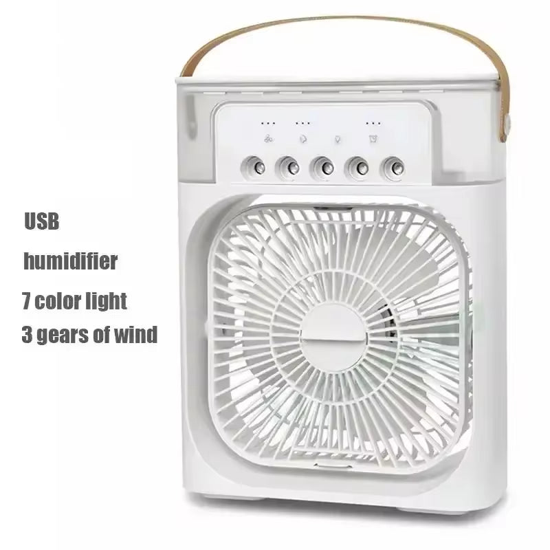 Portable Fan Air Conditioners USB Electric Fan LED Night Light Water Mist Fun 3 in 1 Air Humidifie for Home