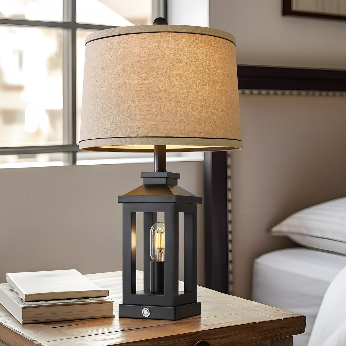 Retro Black Table Lamps Set of 2 With Touch Control and USB