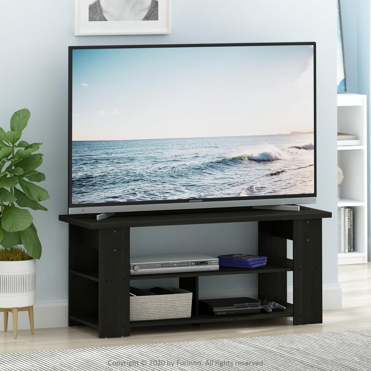 Espresso TV Stand for 50 Inch TVs With Open Shelves