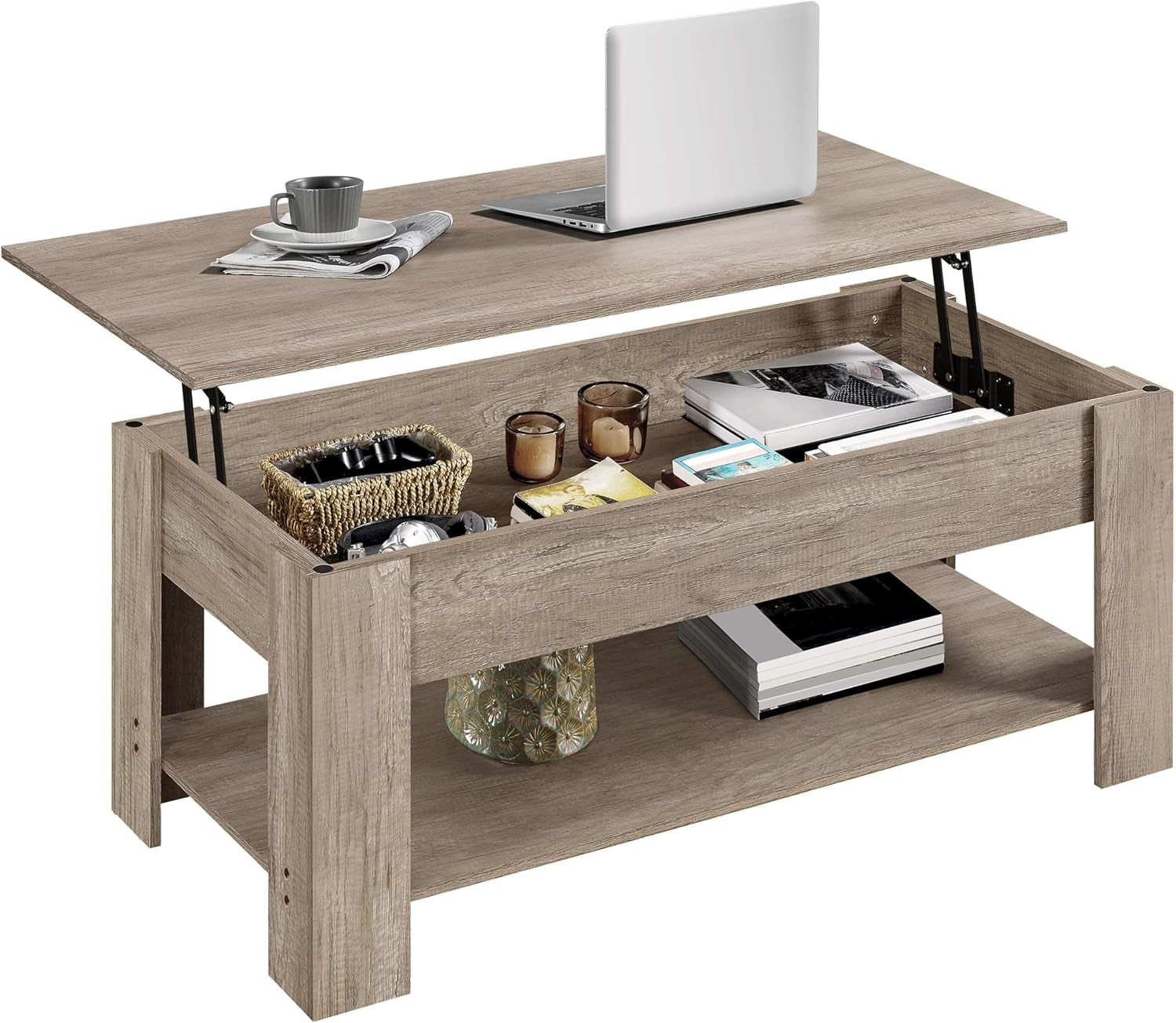 Lift-Top Coffee Table with Storage Shelf