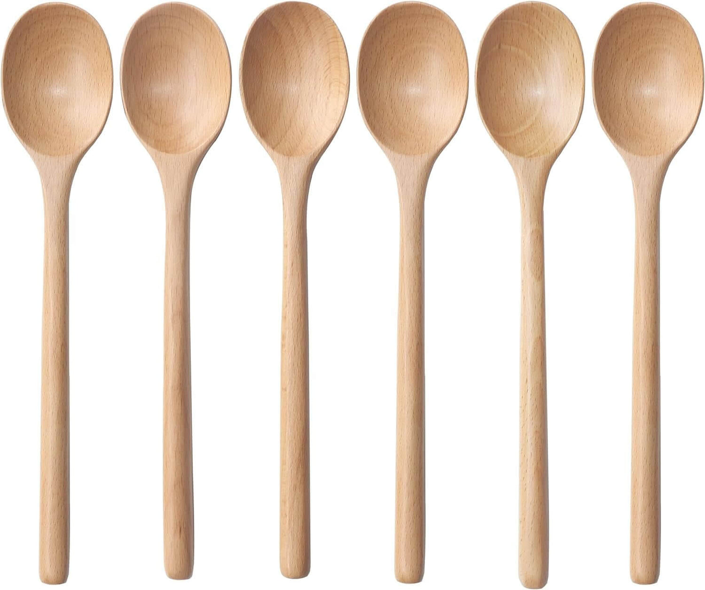 6 - Piece Wooden Soup Spoons with Long Handles