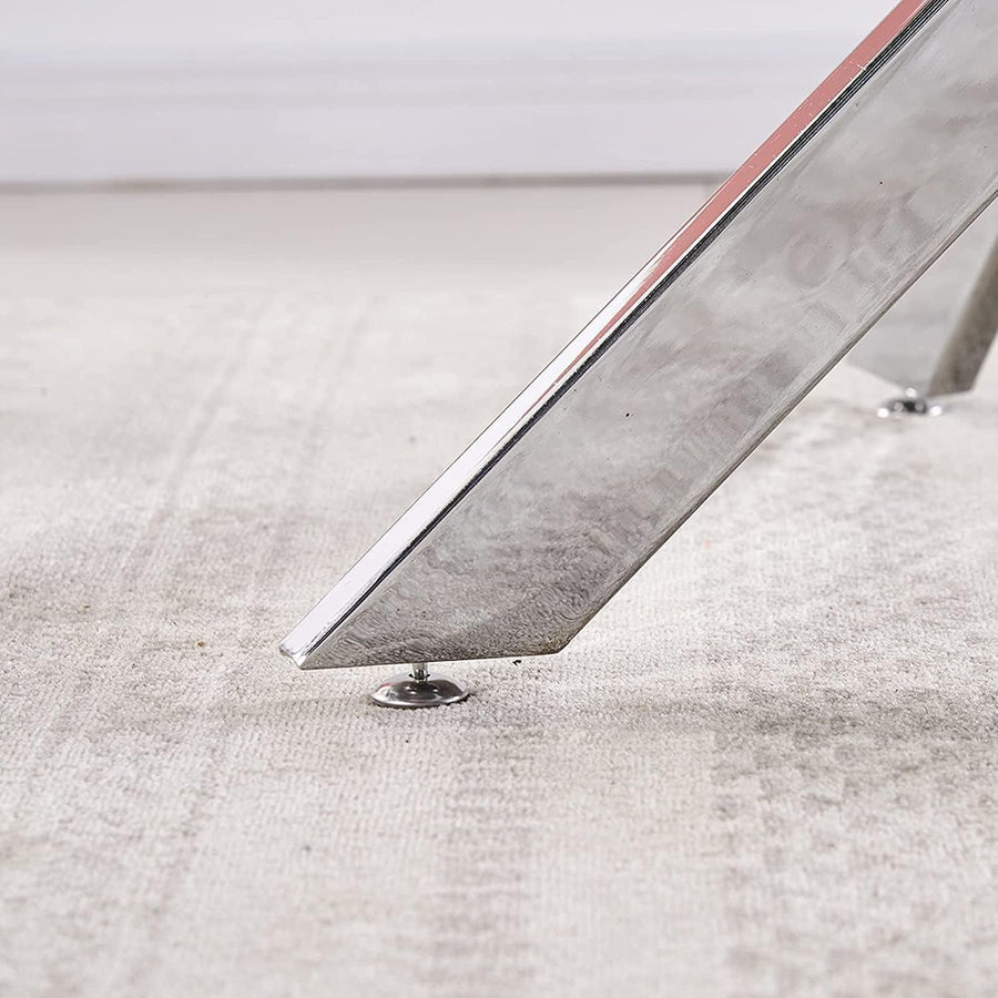 47 Inch Glass Dining Table, Chrome Cross-Twisted Legs