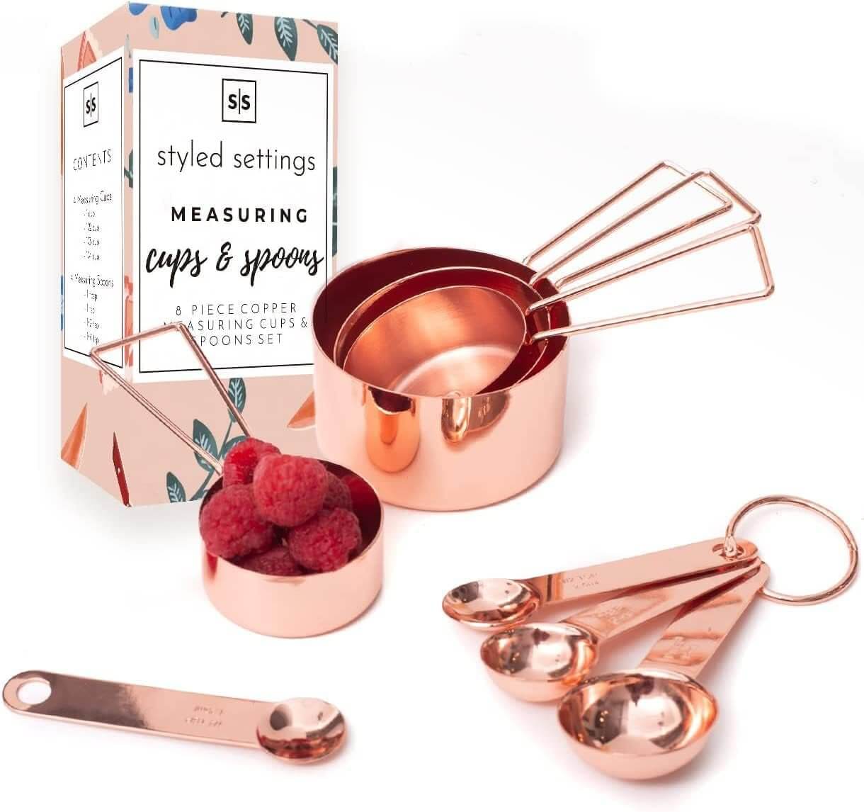 Copper - Tone Measuring Cups and Spoons Set (8 - Piece)