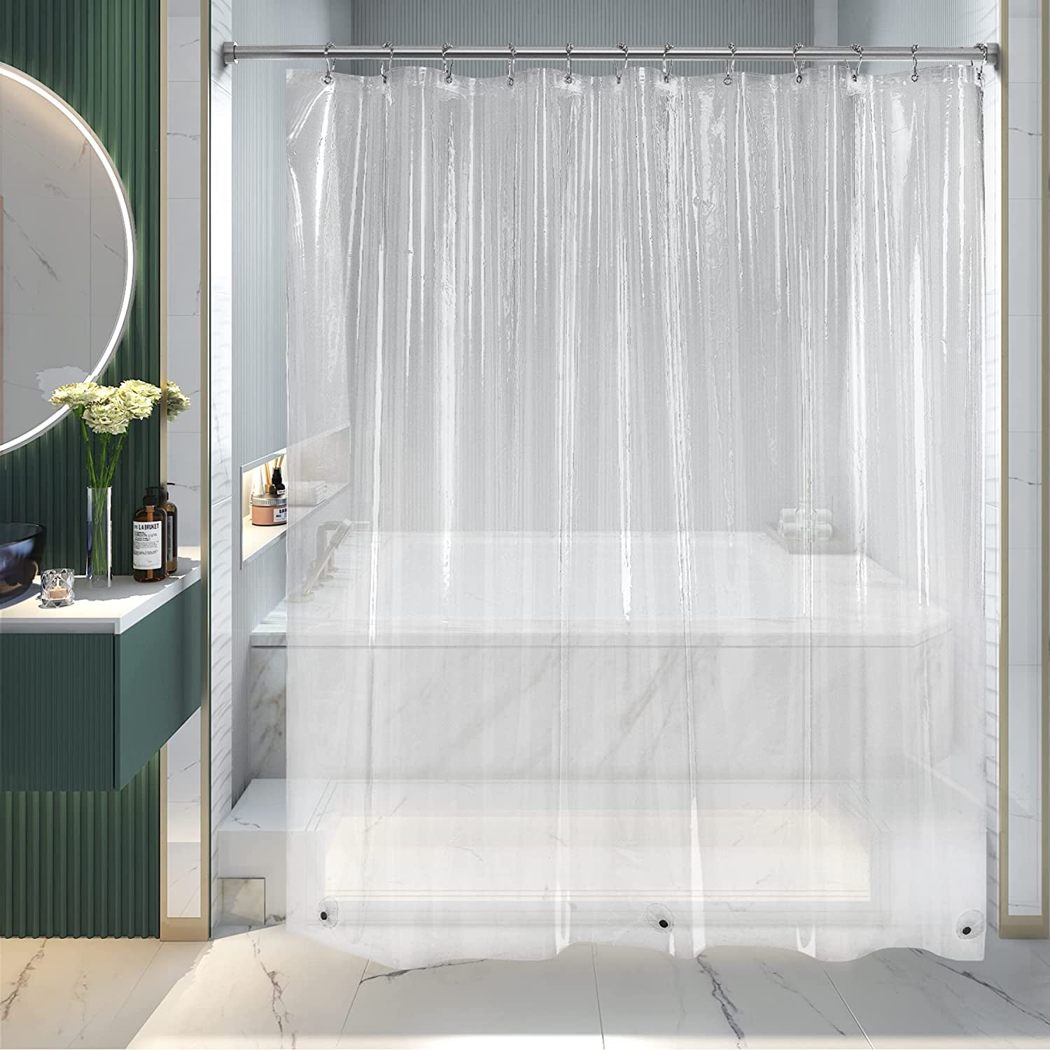 Clear Waterproof Shower Curtain Liner with Magnets