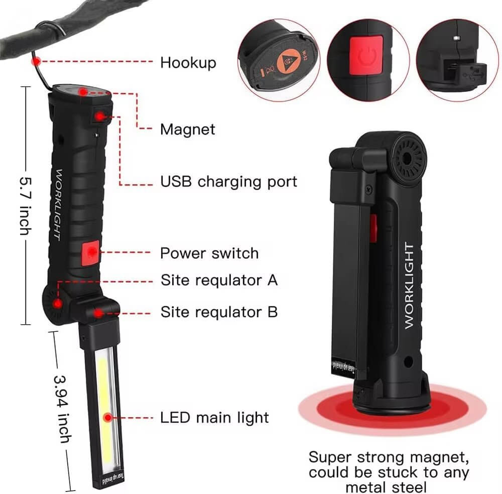 Portable COB LED Lantern with Built - In Battery