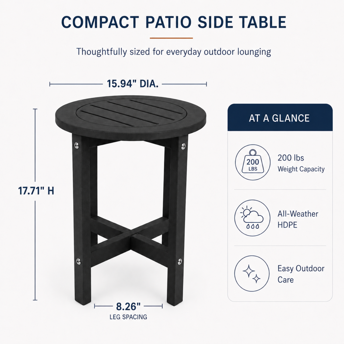 Verde Luxe HDPE All Weather Round Outdoor Side Table