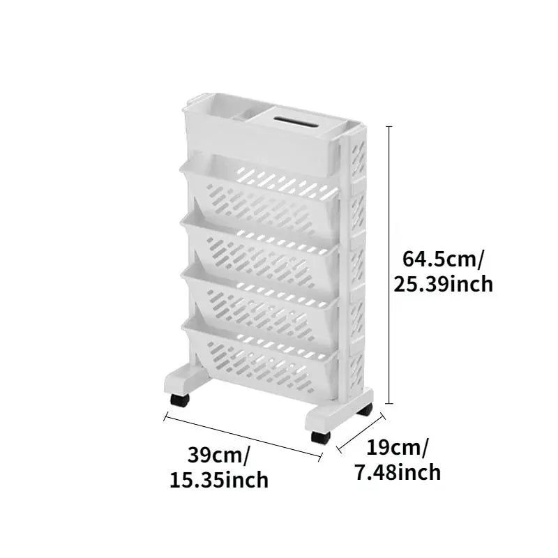 5-Tier Rolling Storage Cart for Bedroom & Kitchen