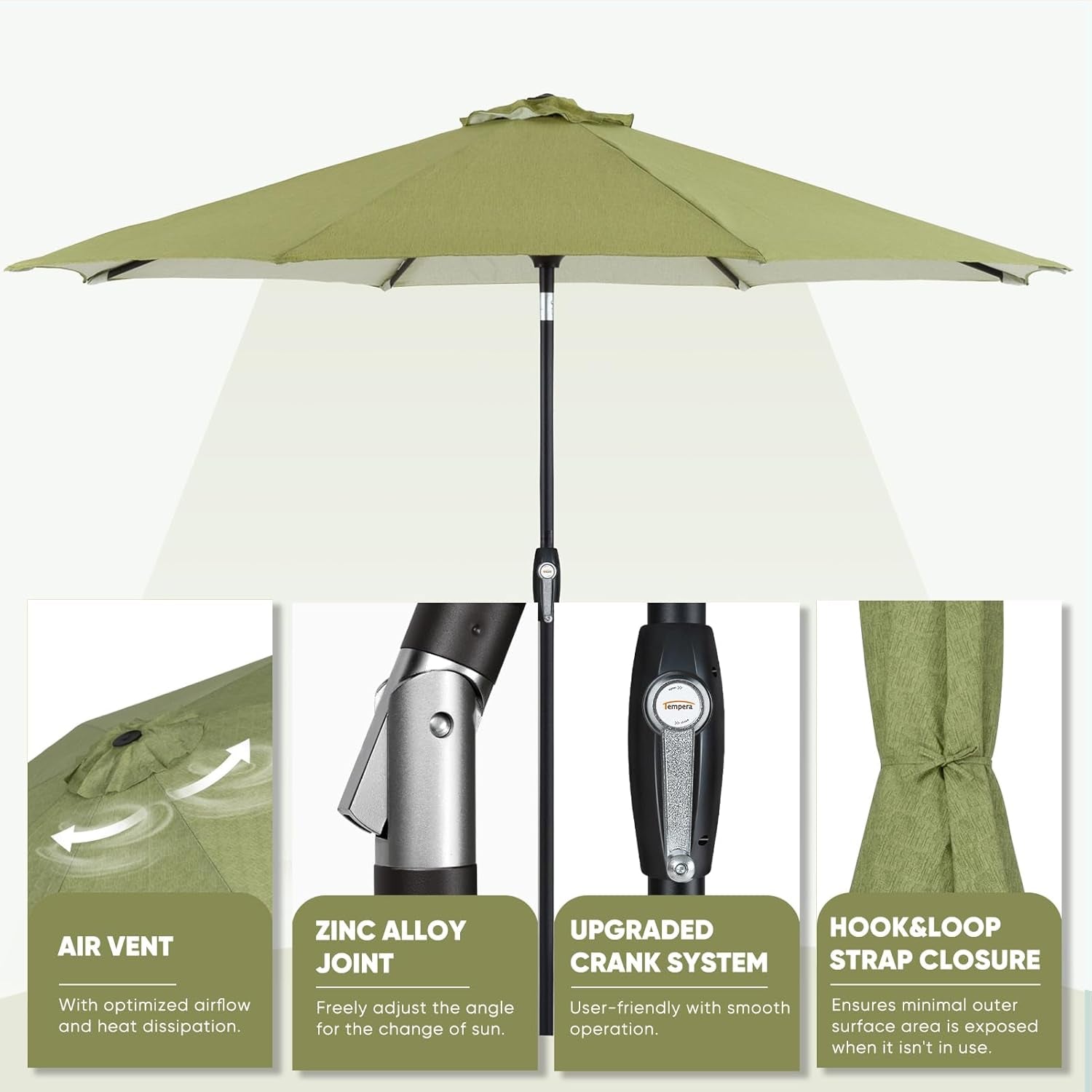 Auto-Tilt Patio Umbrella with Crank and Fade-Resistant Canopy