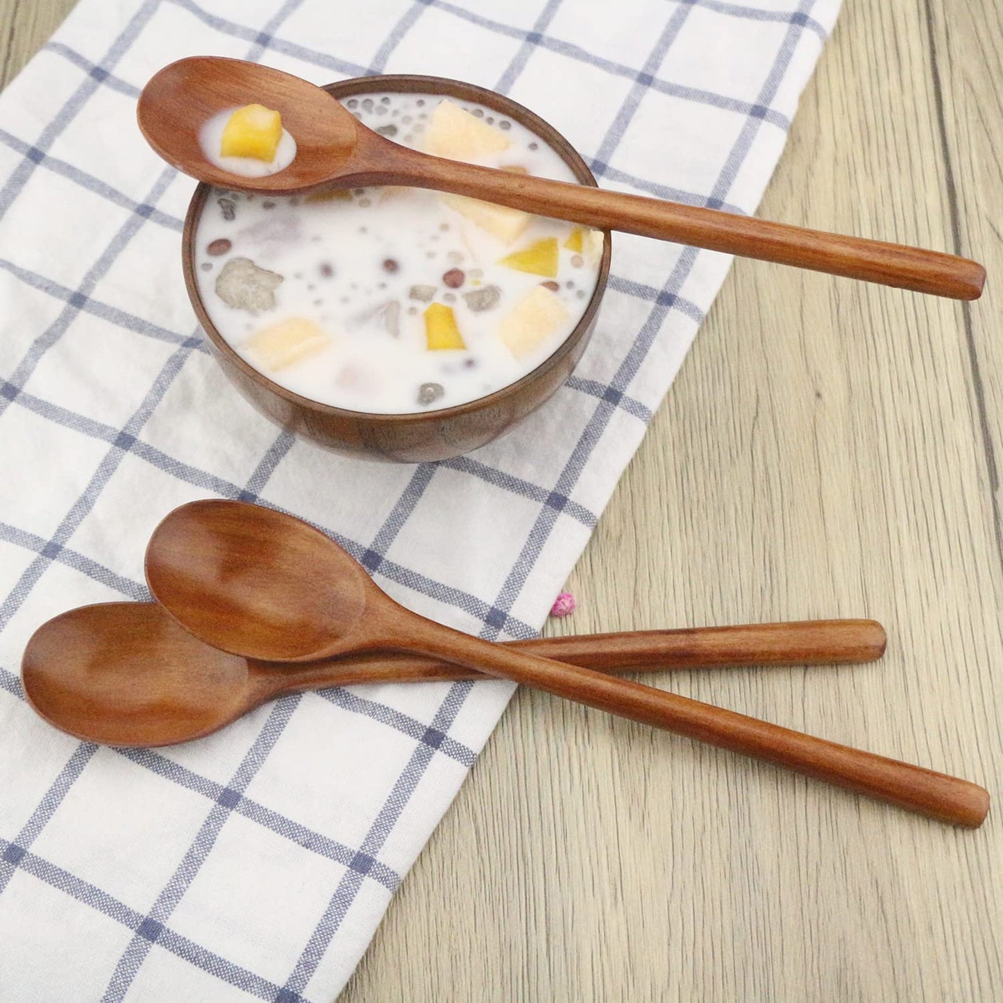 6-Piece Wooden Soup Spoons with Long Handles