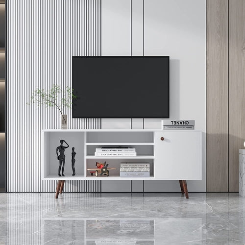 Farmhouse TV Stand 65 Inch With Enclosed Storage Cabinet