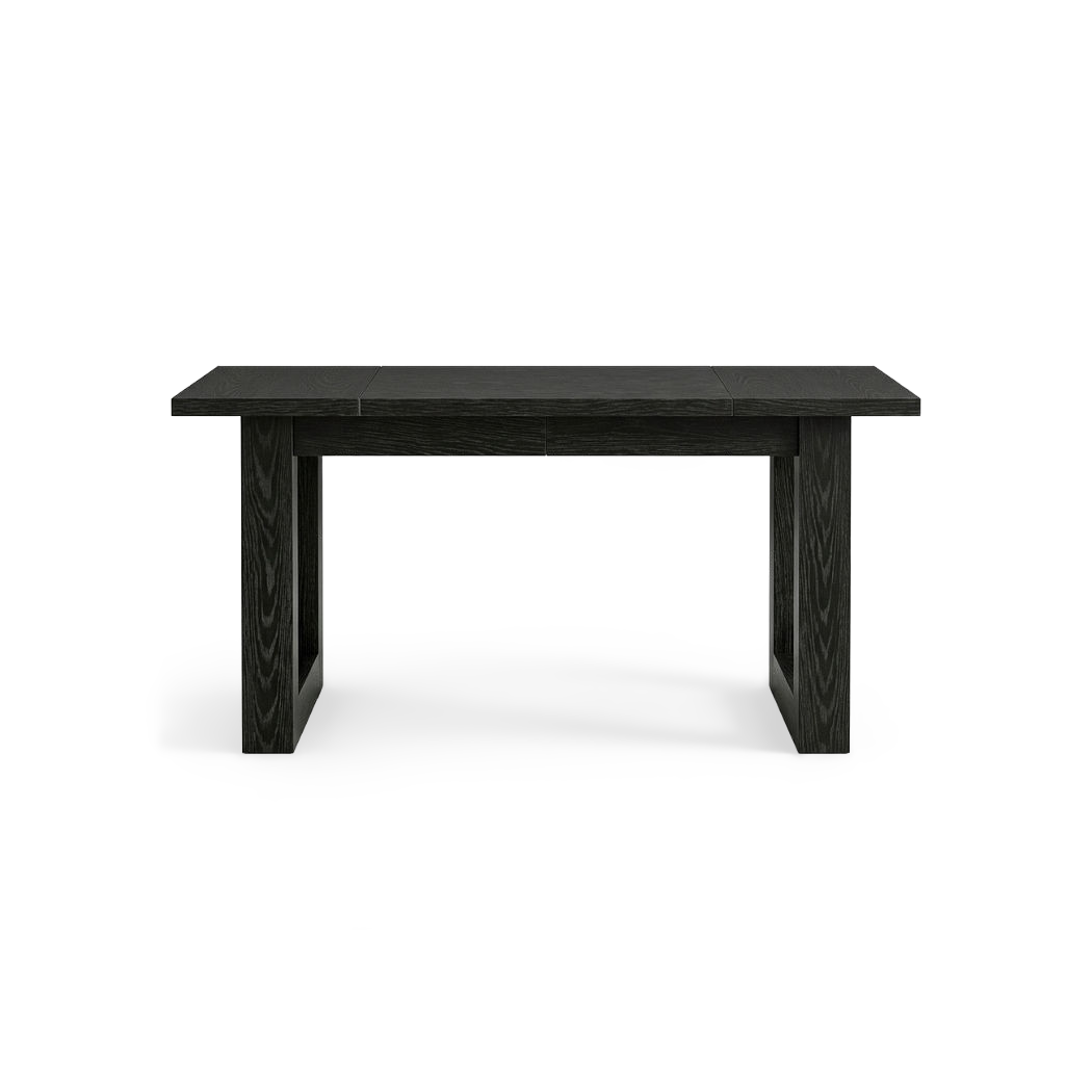 Black wood office desk, front view