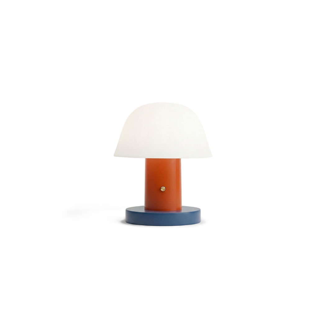 Nordic Mushroom Table Lamp, Rust & Thunder, front view, plain studio (plain studio)