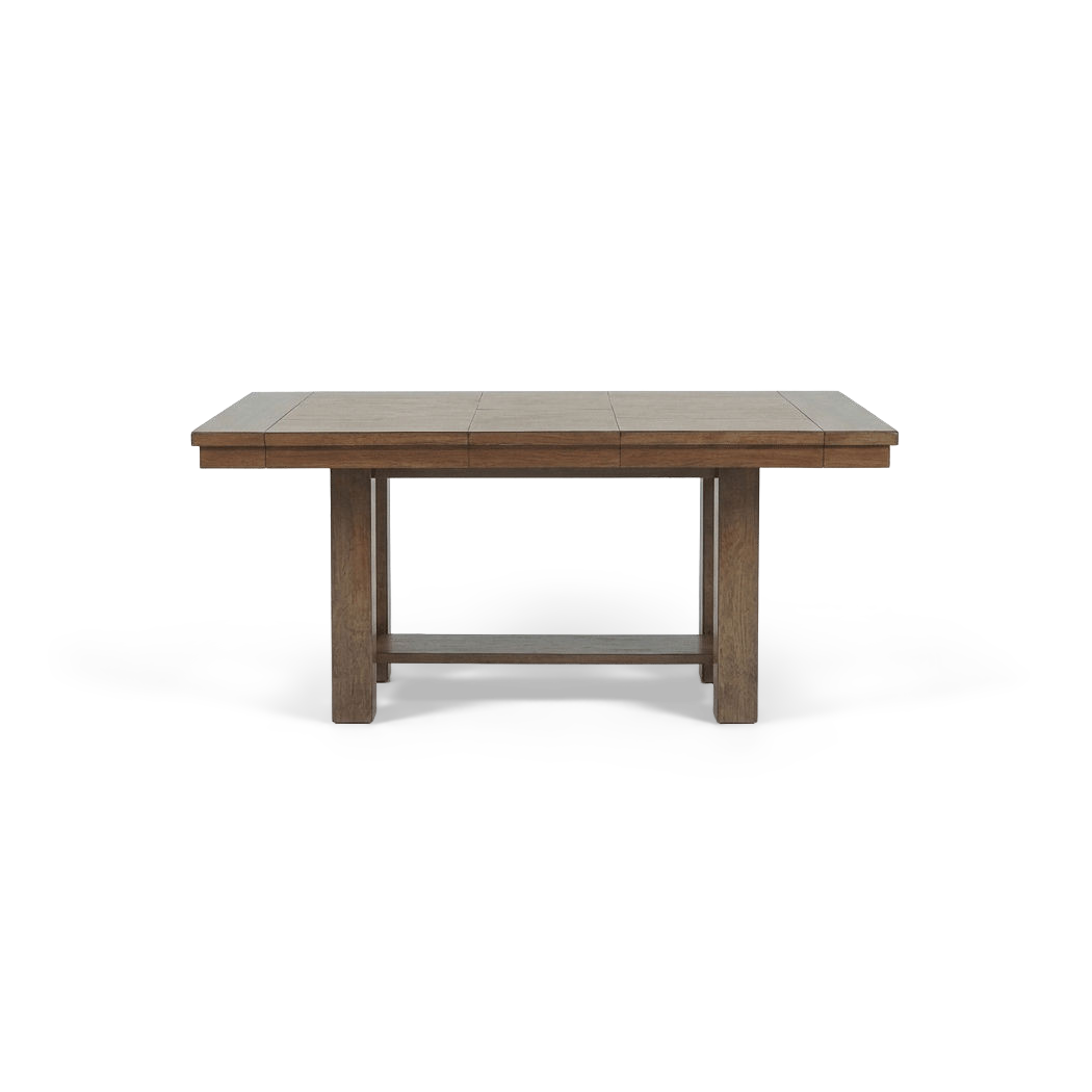 Extension dining table in distressed nutmeg (front view)