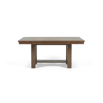 Extension dining table in distressed nutmeg (front view)