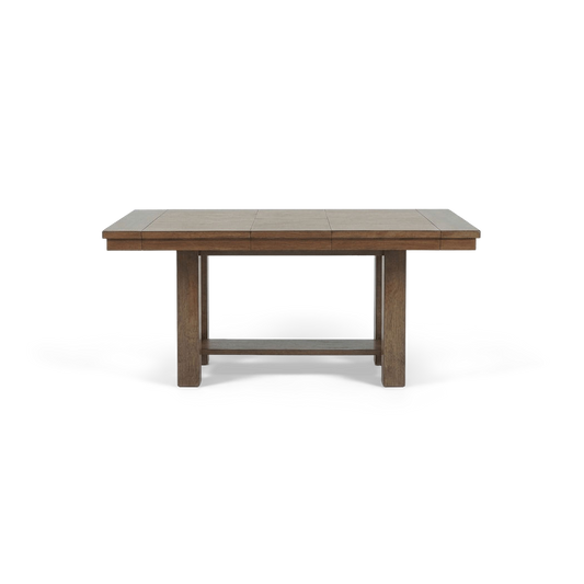 Extension dining table in distressed nutmeg (front view)