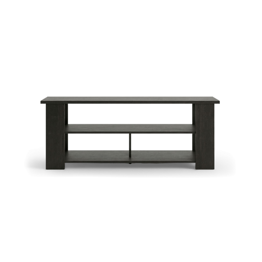 Espresso TV stand for 50 inch TVs, front view on #f3f3f3 studio background (plain studio)