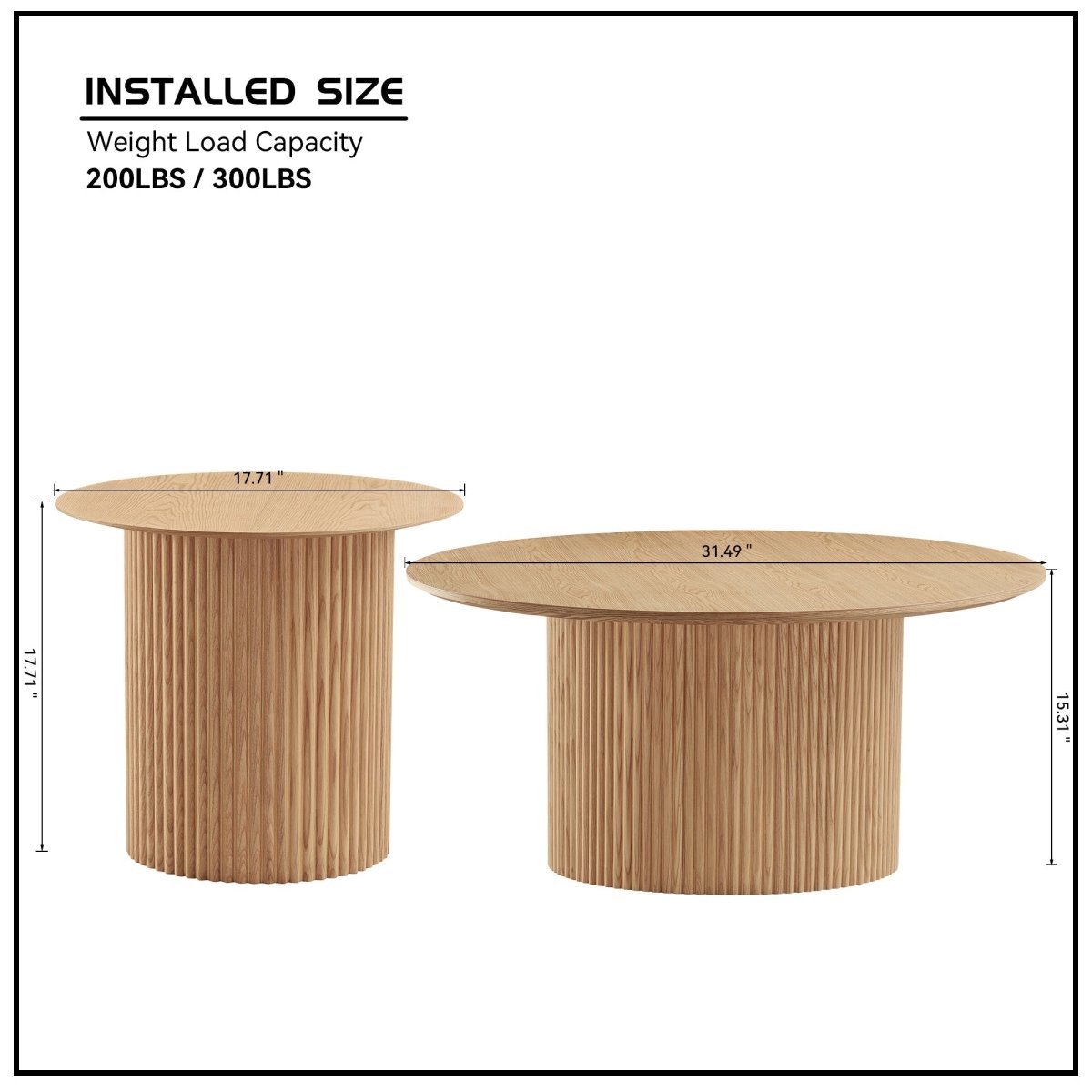 New design coffee table size