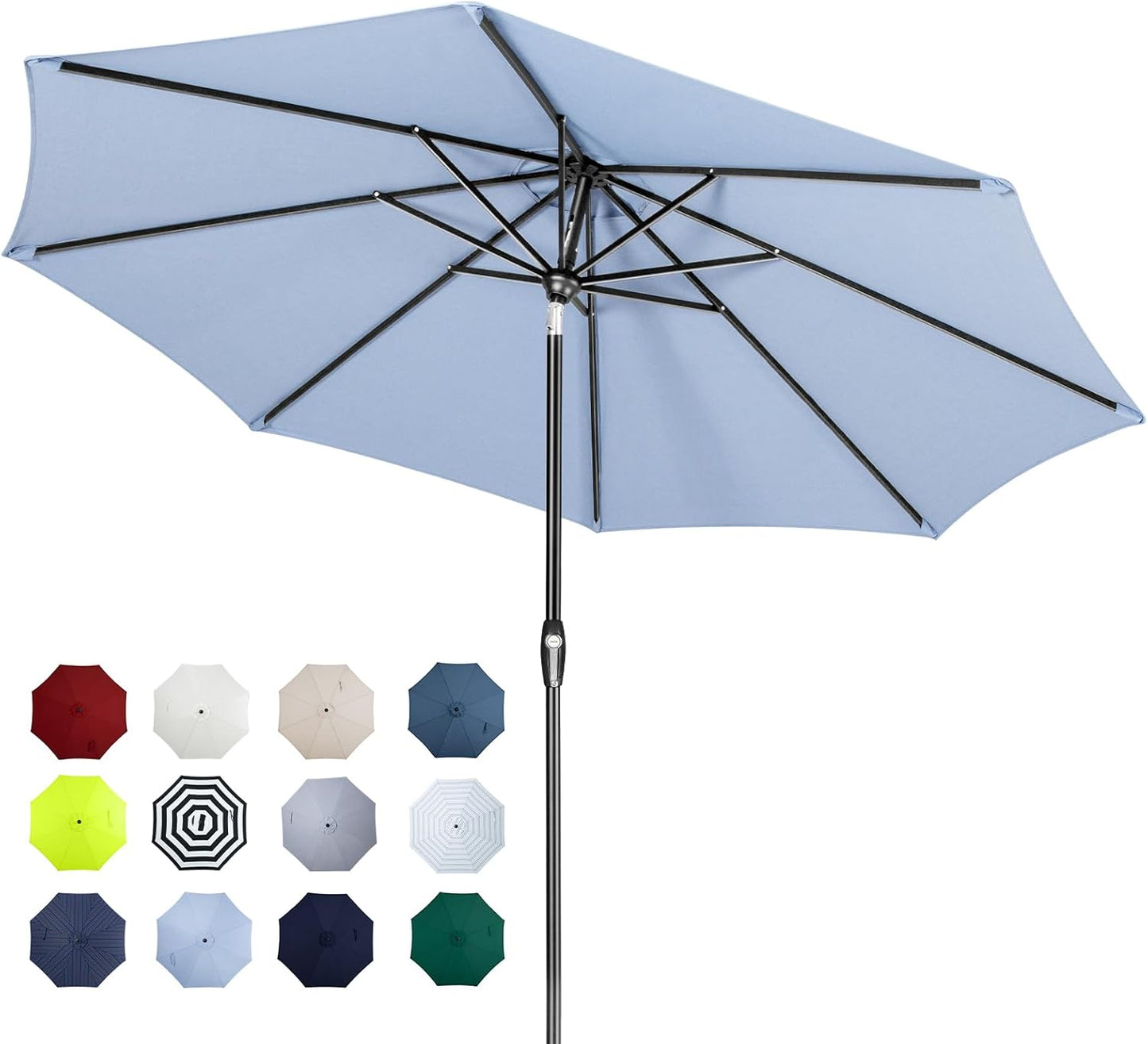 Auto-Tilt Patio Umbrella with Crank and Fade-Resistant Canopy