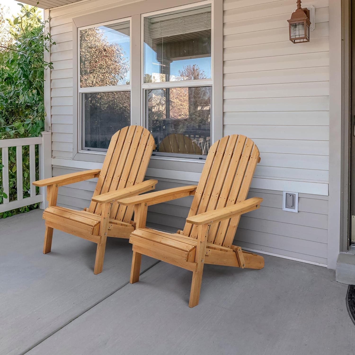 Folding Adirondack Chair Set | Natural Wood