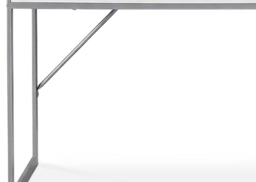 White & Silver Metal Computer Desk with Drawers & Shelf
