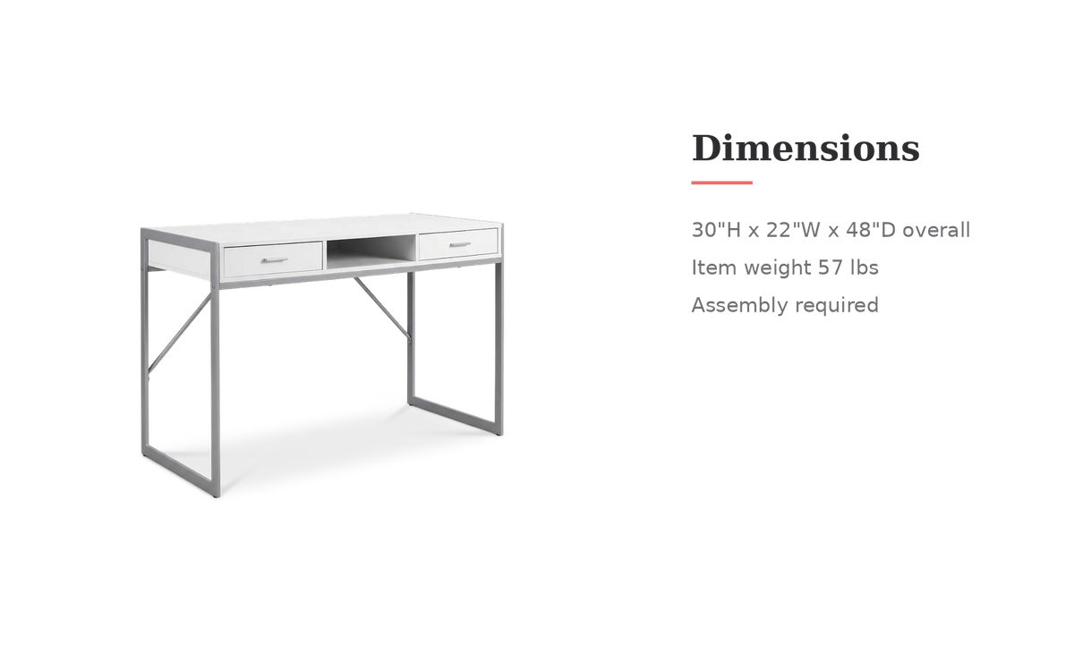 White silver metal computer desk dimensions