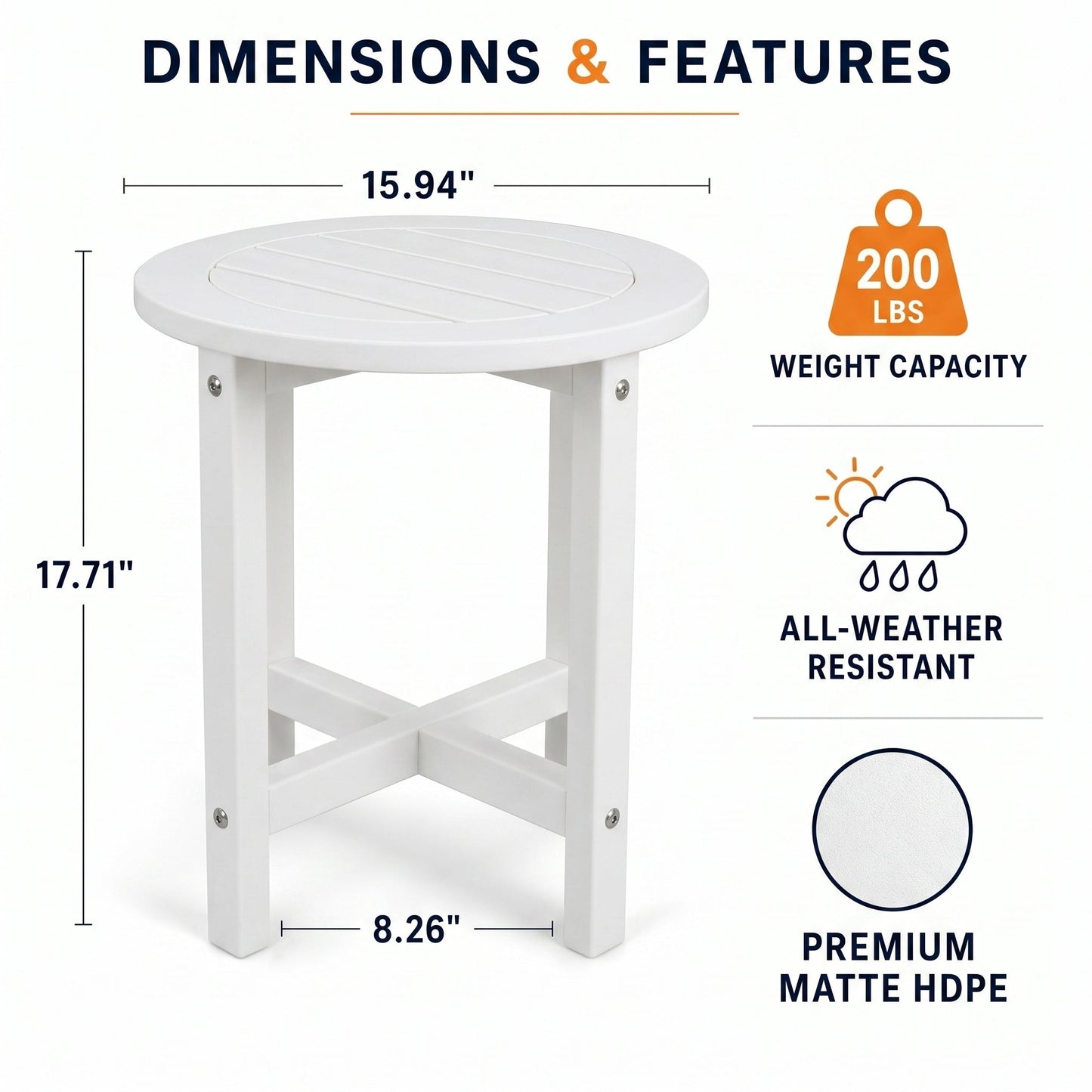 Verde Luxe HDPE All Weather Round Outdoor Side Table