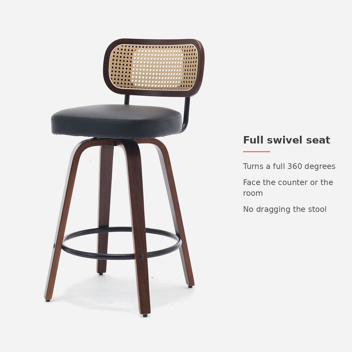 Full 360 degree swivel seat of the counter stool