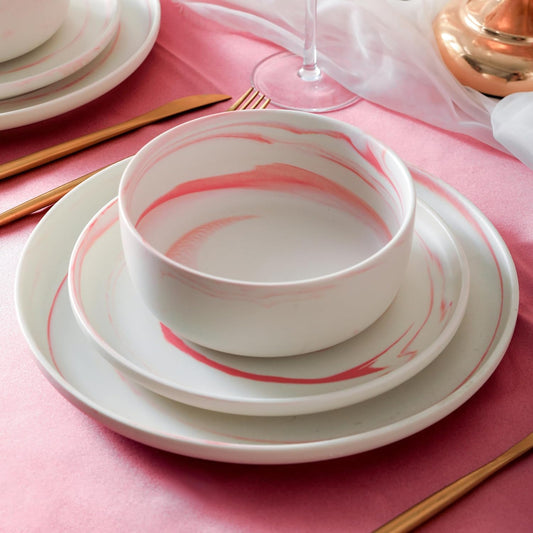 Elegant Pink Porcelain Dinnerware Set