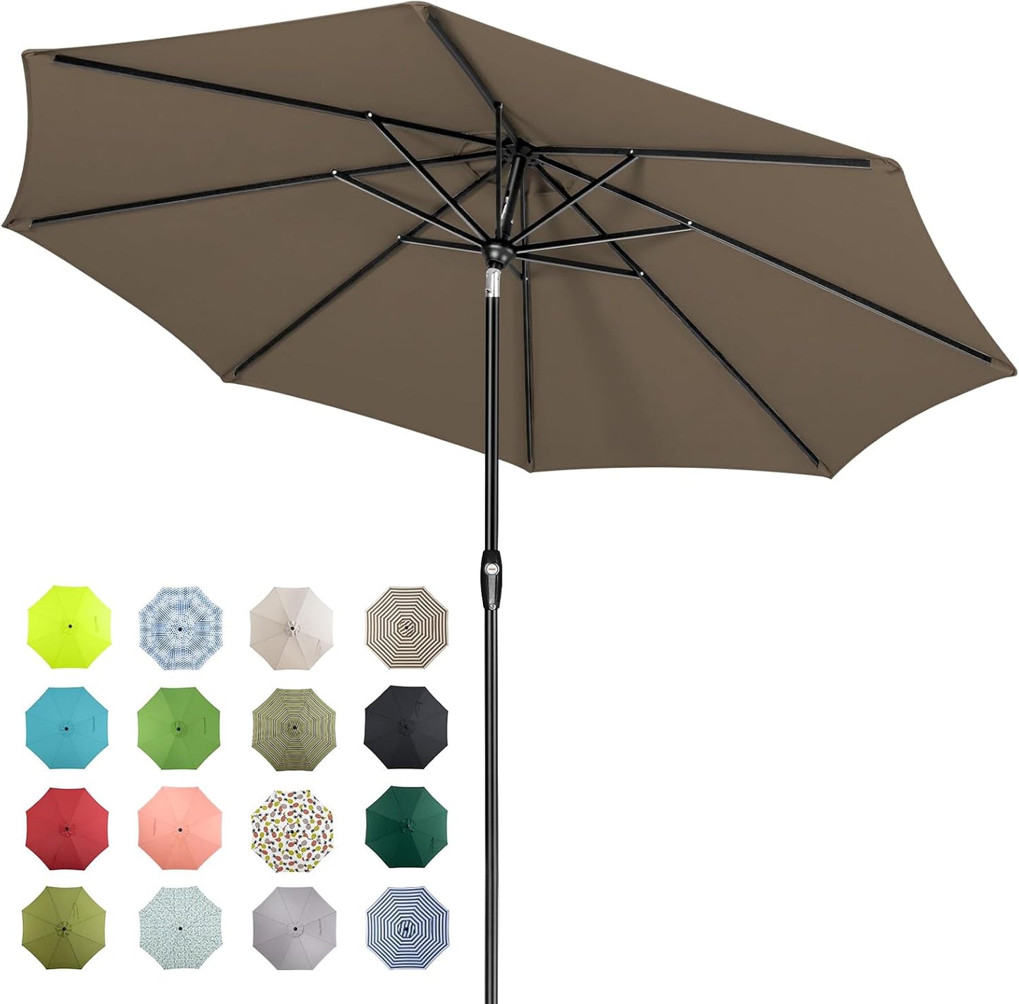 Auto-Tilt Patio Umbrella with Crank and Fade-Resistant Canopy