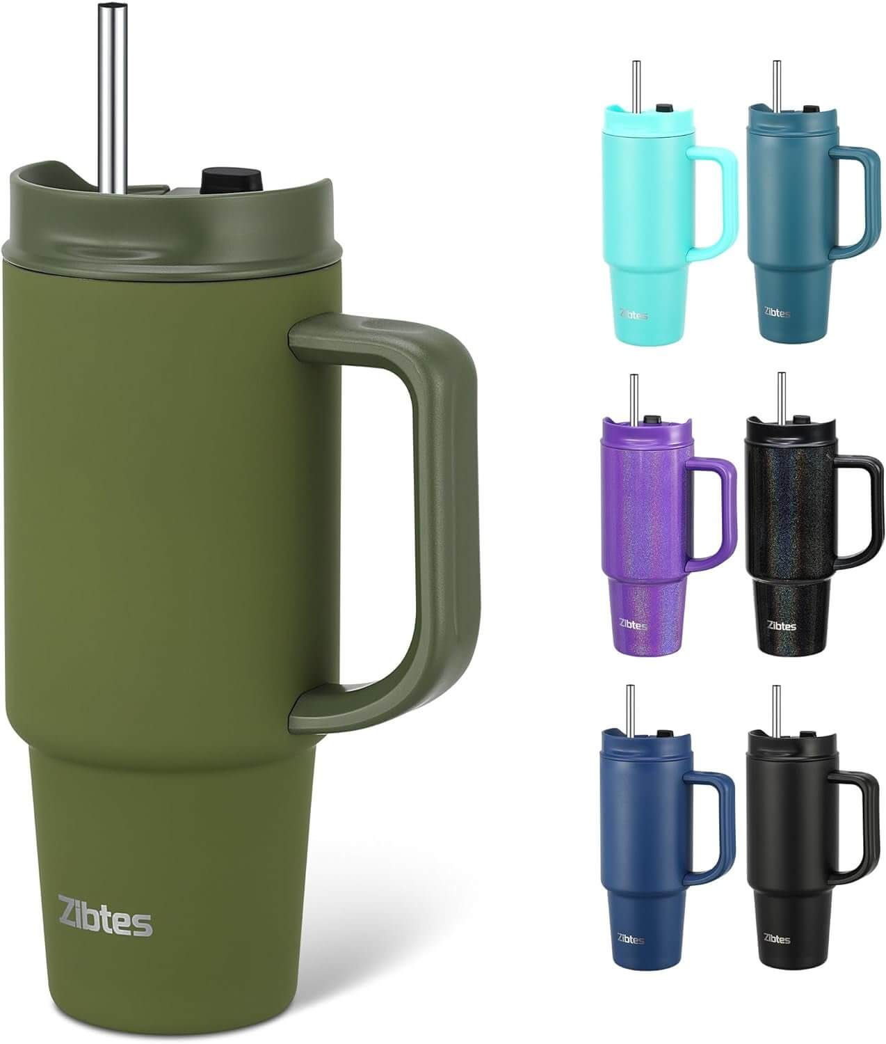 Insulated Tumbler with Handle and Straw Lid