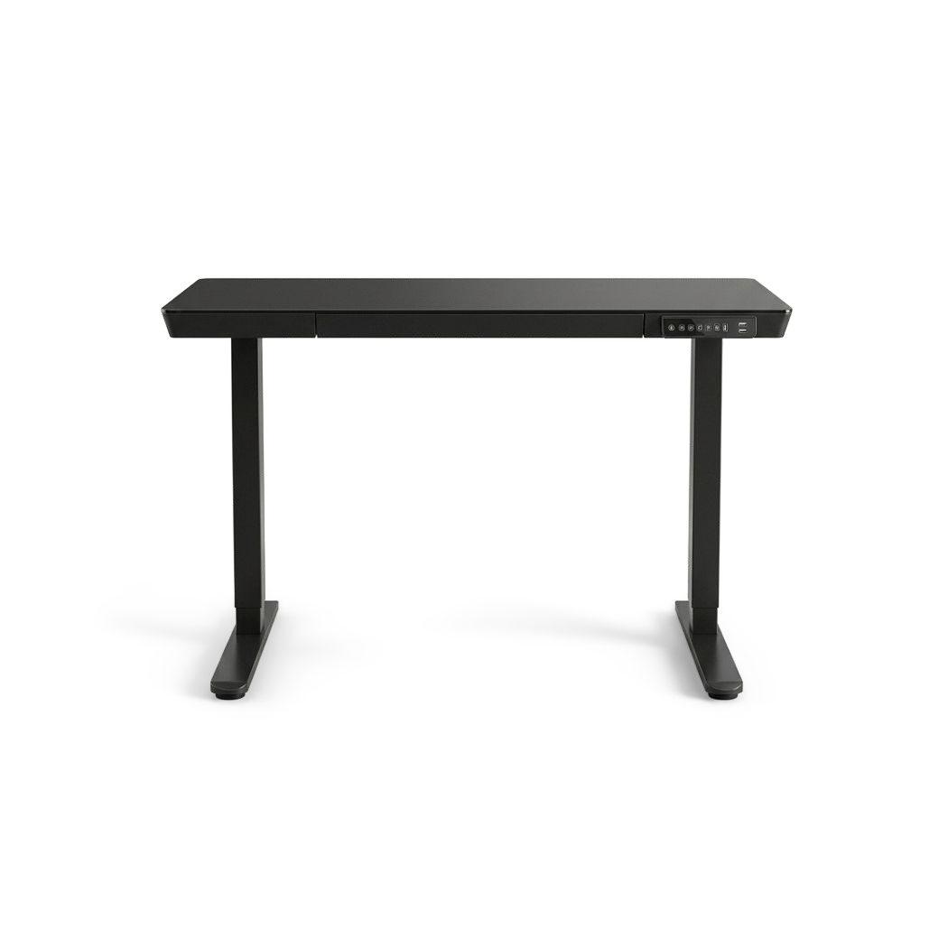 48 inch glass electric standing desk, front view