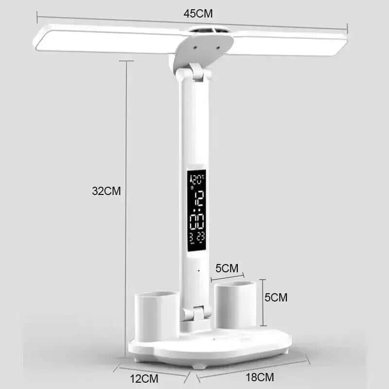 Flexible Dual - Head LED Desk Lamp with Clock