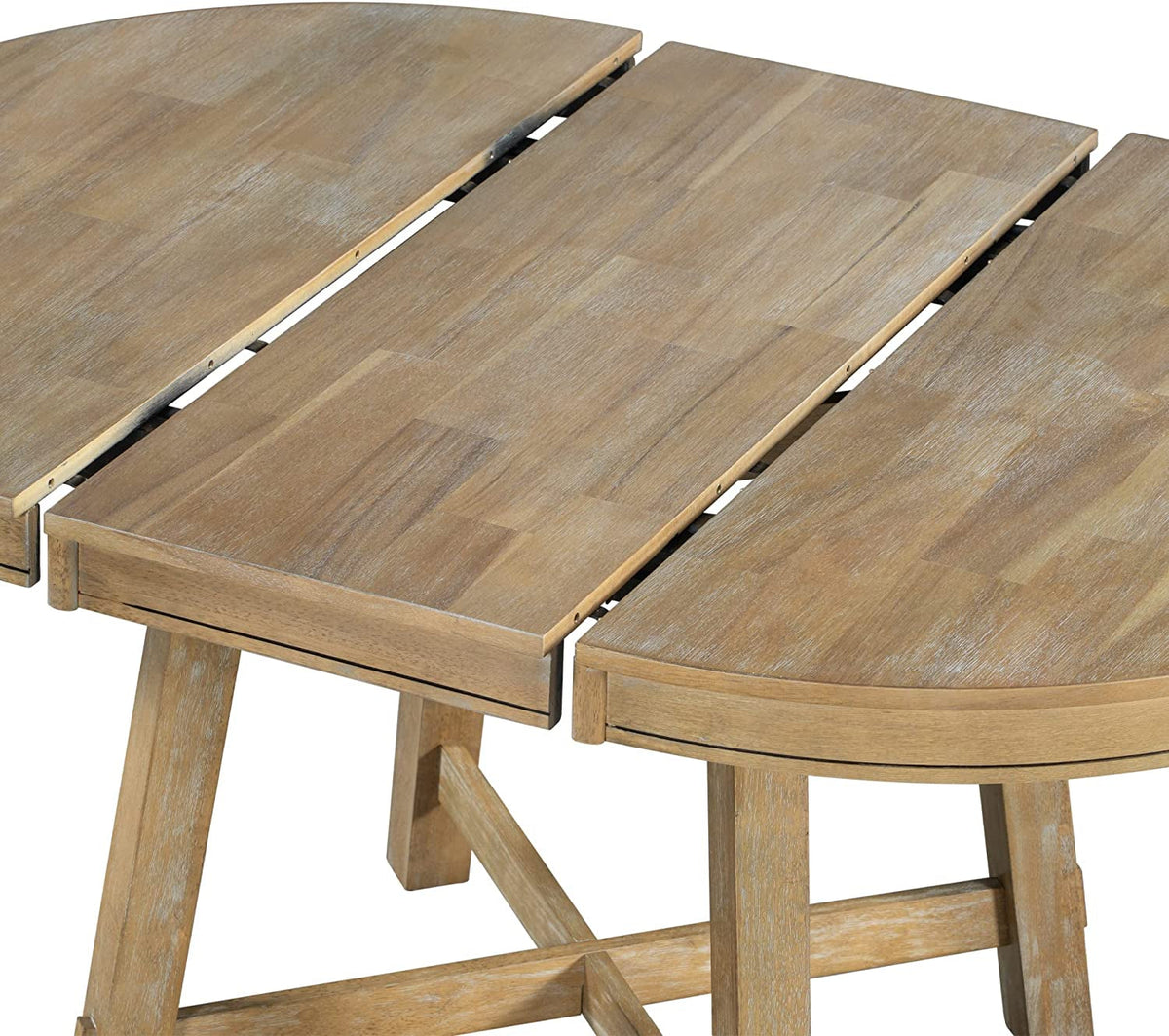 Extendable Round Wood Dining Table Farmhouse Style