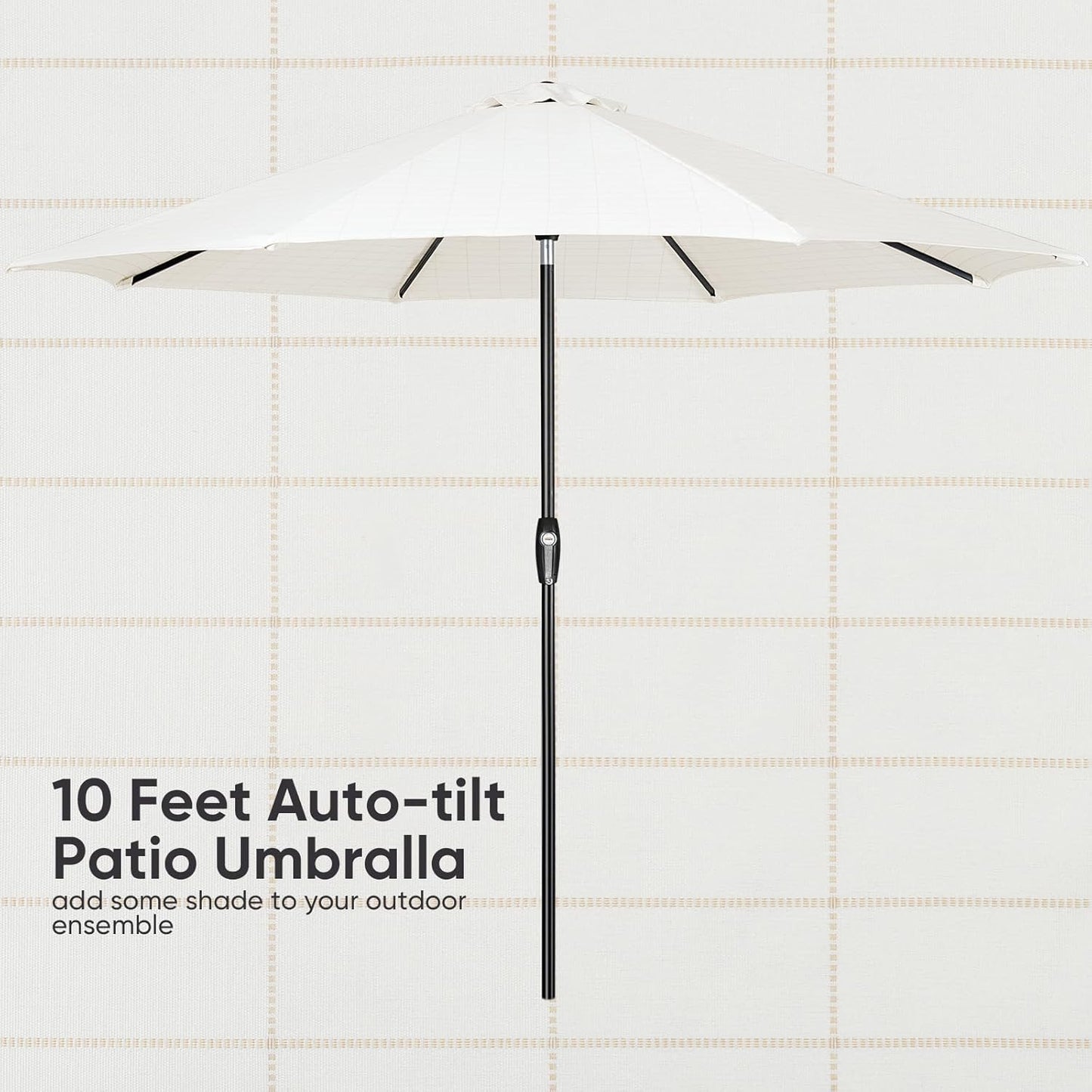 Auto-Tilt Patio Umbrella with Crank and Fade-Resistant Canopy