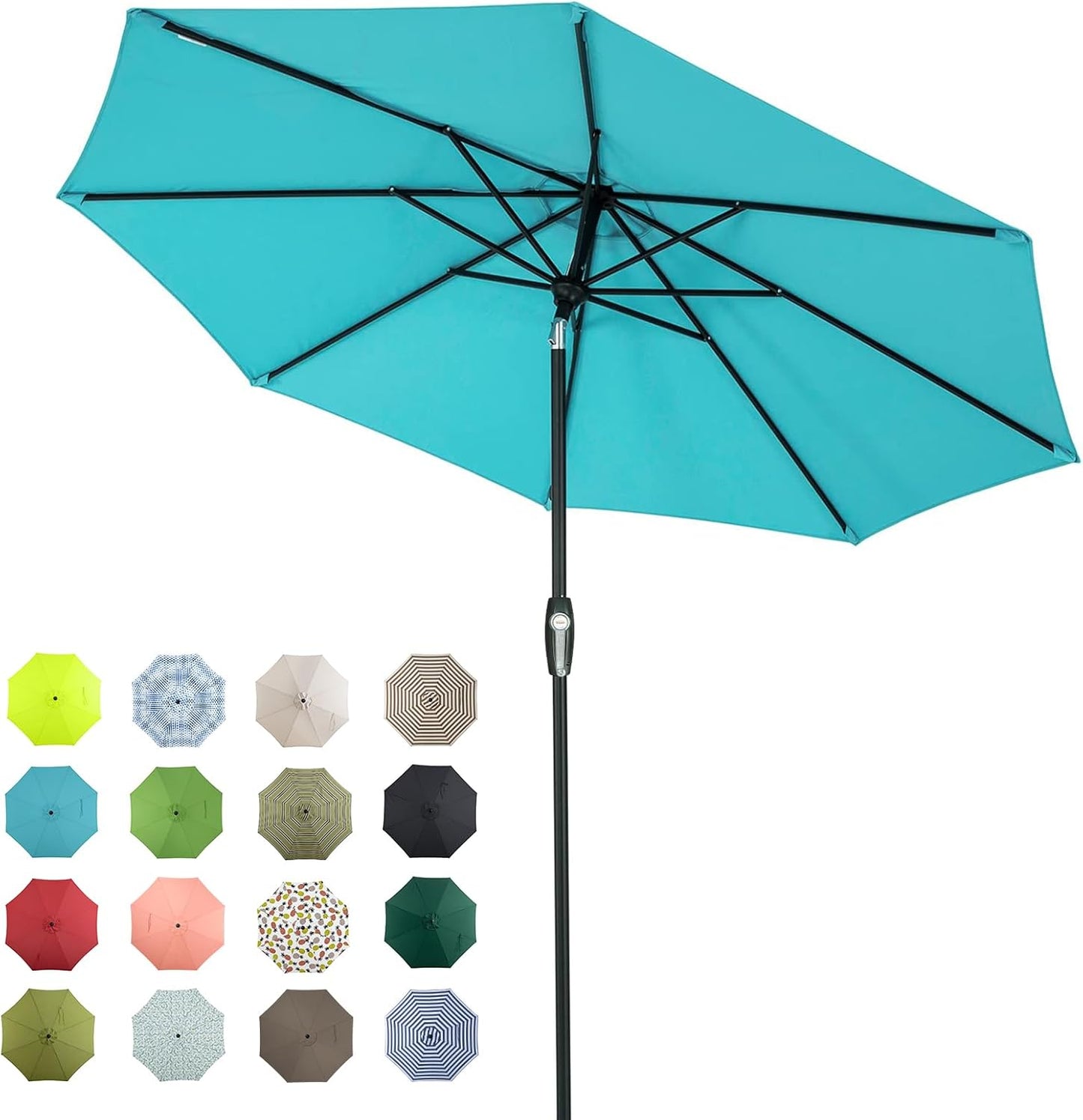 Auto-Tilt Patio Umbrella with Crank and Fade-Resistant Canopy